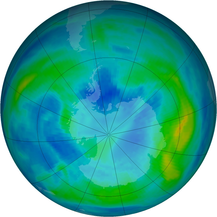 Antarctic ozone map for 03 April 1991